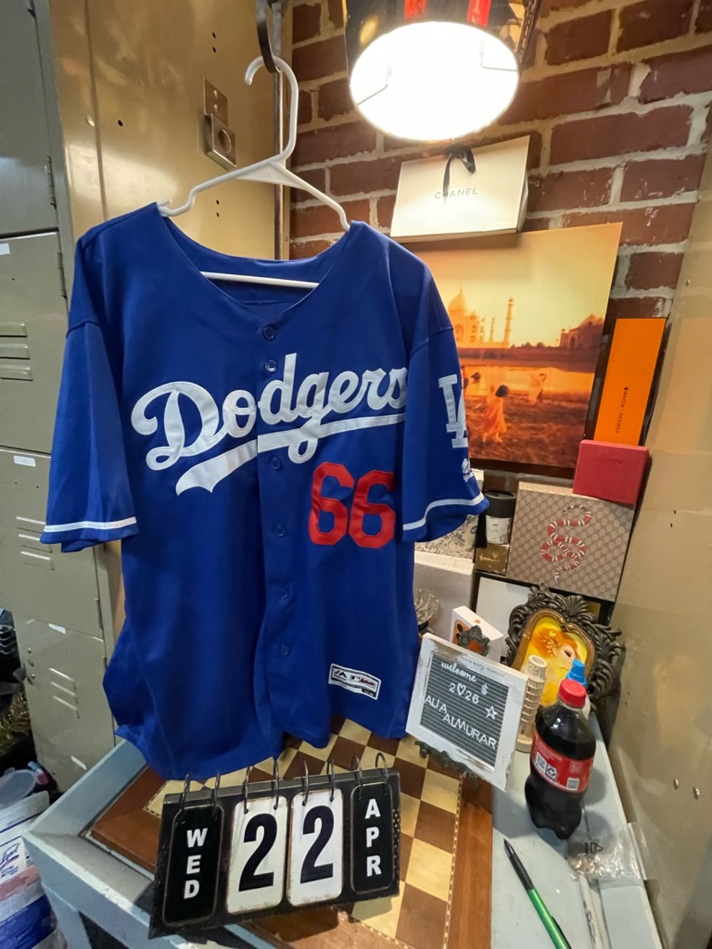 Los Angeles Dodgers Yasiel Puig #66 Jersey Size 48 Authentic BLUE Majestic